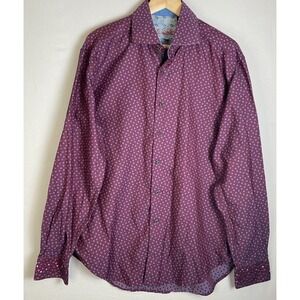 Robert Graham Men Purple With Chameleon Dots Long Sleeve Button Down Shirt L